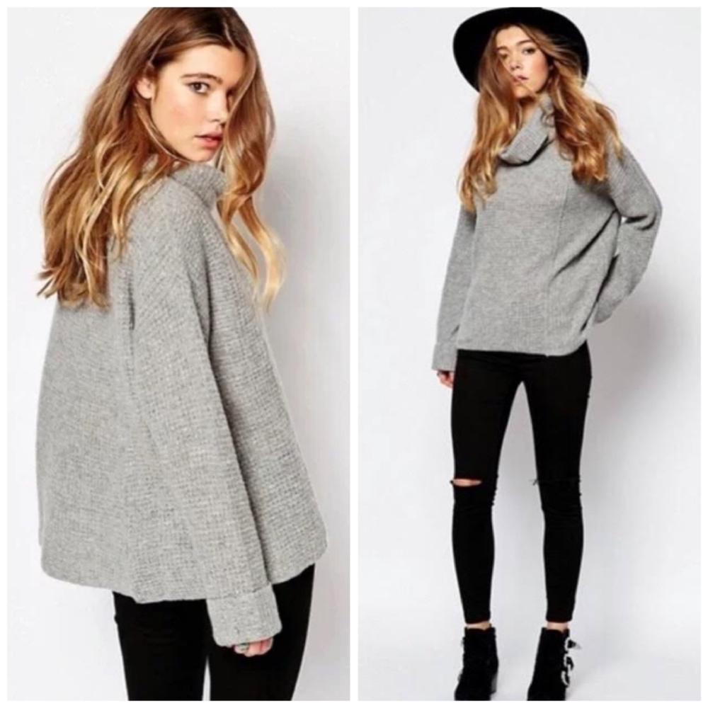 Free People Sidewinder Waffle Knit Sweater in Gray